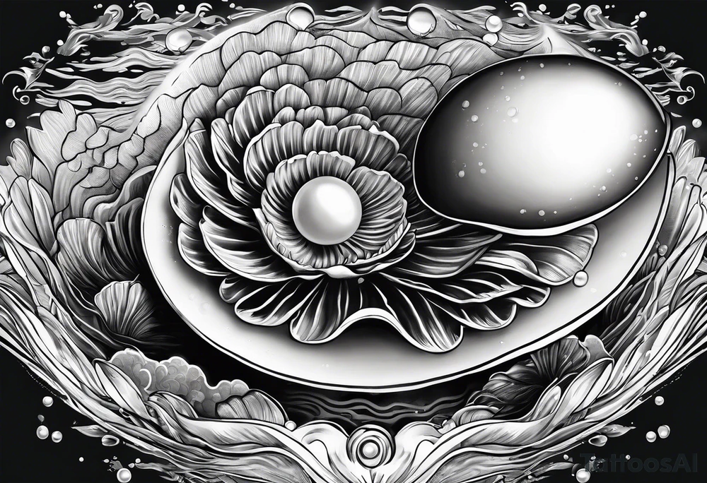 clam open with an pearl inside underwater tattoo idea