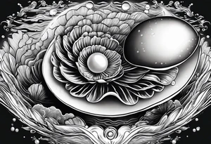 clam open with an pearl inside underwater tattoo idea