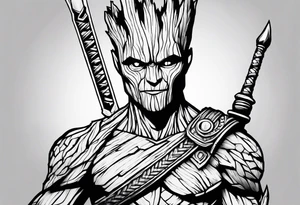 Groot greek warrior with sword on arm tattoo idea