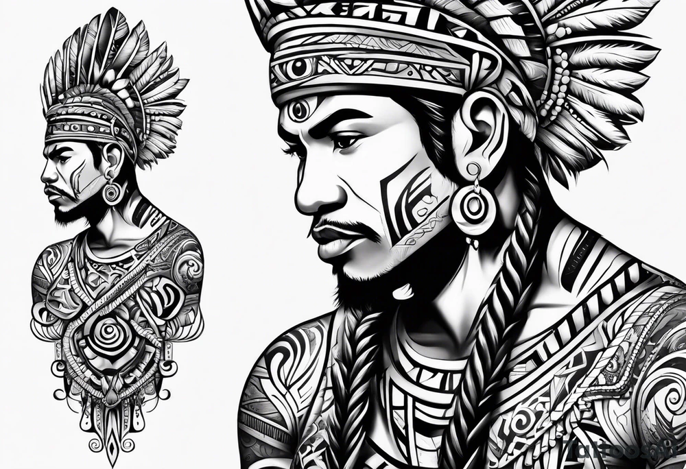 A puerto rican taino tribal sleeve tattoo idea