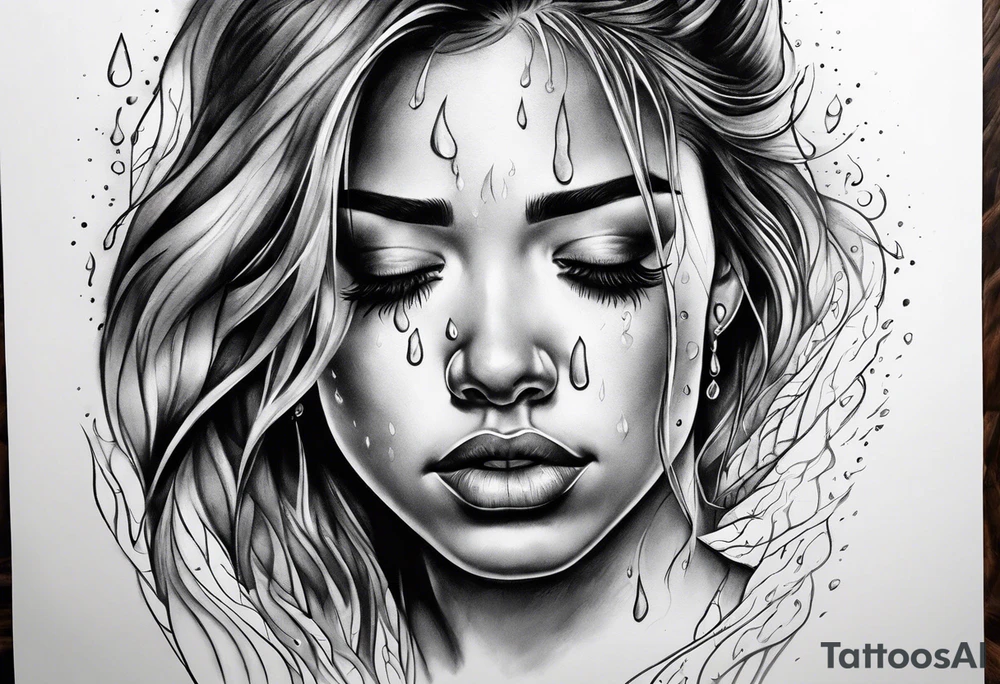 crying face with tears tattoo idea