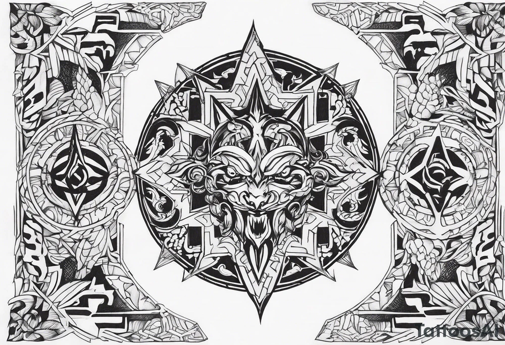 I want a full sleeve berserk cyber sigilism tattoo idea