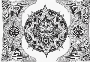 I want a full sleeve berserk cyber sigilism tattoo idea