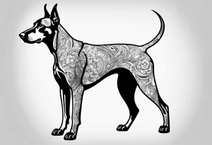 doberman full body minimalistic tattoo idea