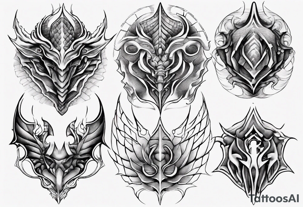 Dragon scale symmetrical tattoo idea