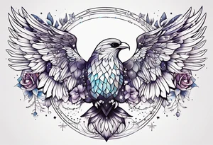 Constellation, wing , snow , géométric , flower tattoo idea
