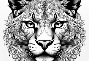 mountain lion face, teeth showing tattoo idea