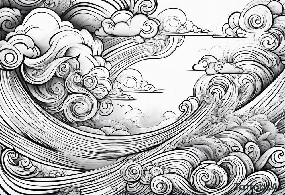 heaven clouds swirl vignette tattoo idea