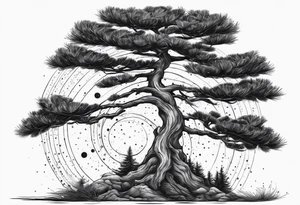 A pine tree in front of the constellation of Aquarius. No other stars should be used tattoo idea