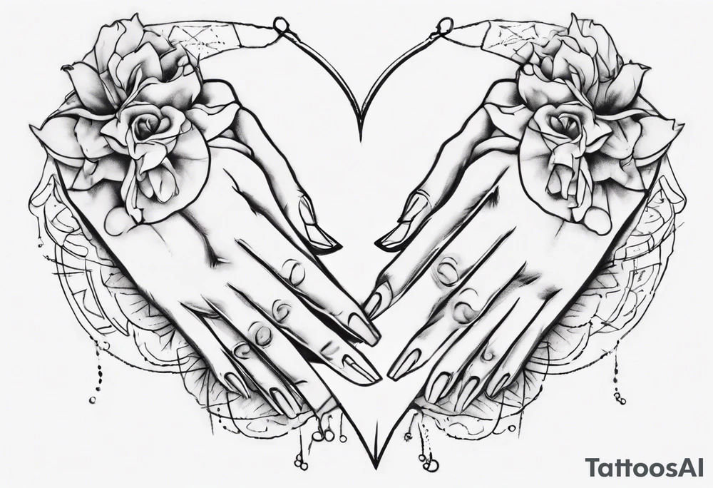 Really simple, only a few lines 
and clean tattoo of . two hands holding in love tattoo idea