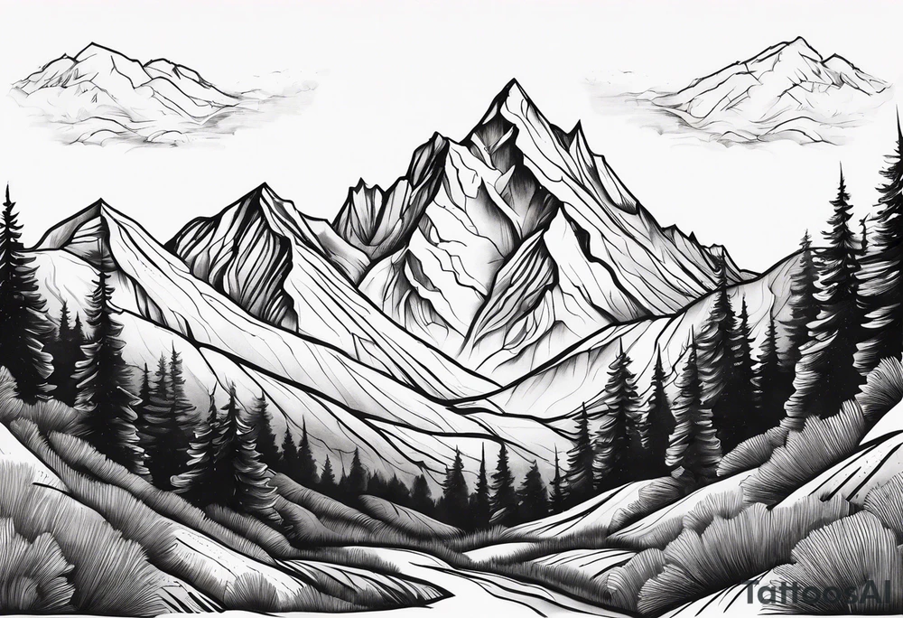 Mountains, concept tattoo idea