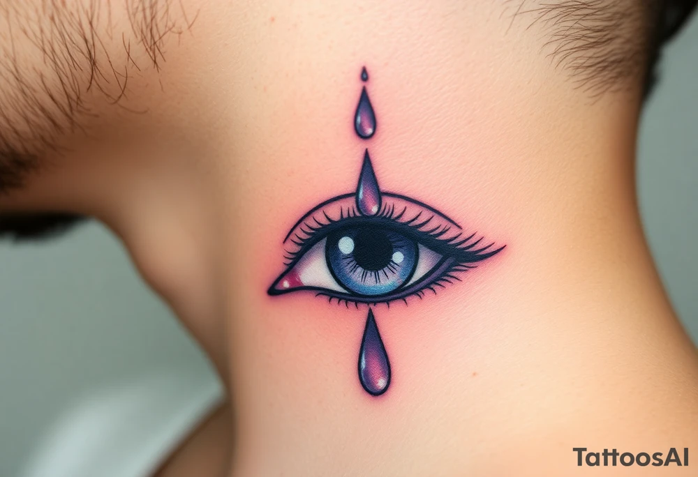 A teardrop falling from a closed eye, with soft pink and lavender tones, symbolizing vulnerability and emotional depth tattoo idea