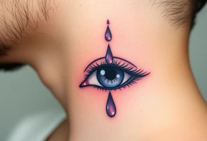 A teardrop falling from a closed eye, with soft pink and lavender tones, symbolizing vulnerability and emotional depth tattoo idea