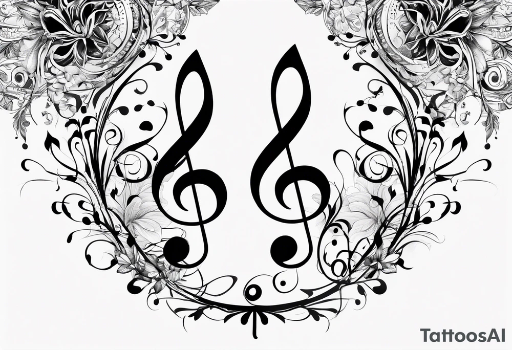 Simple, musical notes, in the shape of l and r tattoo idea