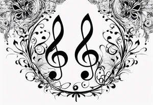 Simple, musical notes, in the shape of l and r tattoo idea