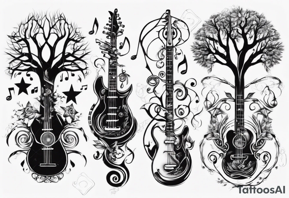 music speaker note tree staff tattoo idea