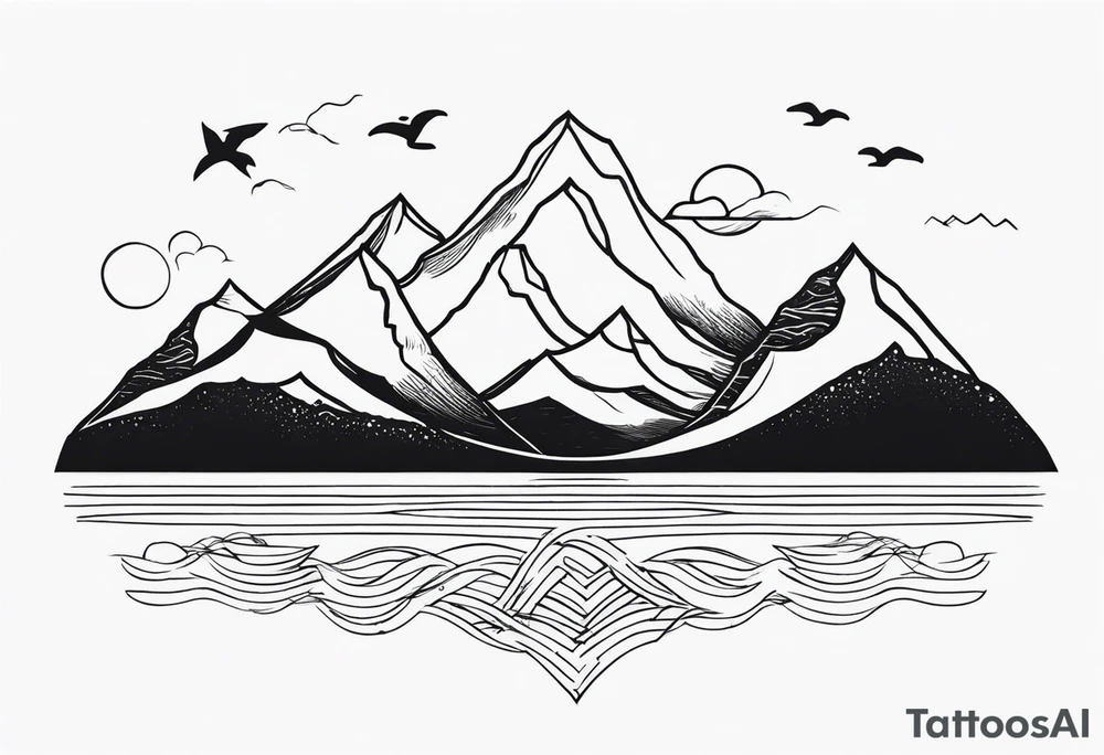 Mountain and sea tattoo idea