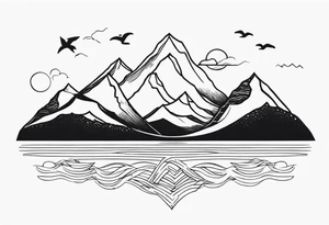 Mountain and sea tattoo idea