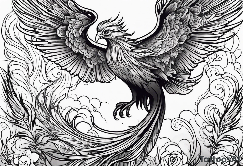 Phoenix with tree tattoo idea