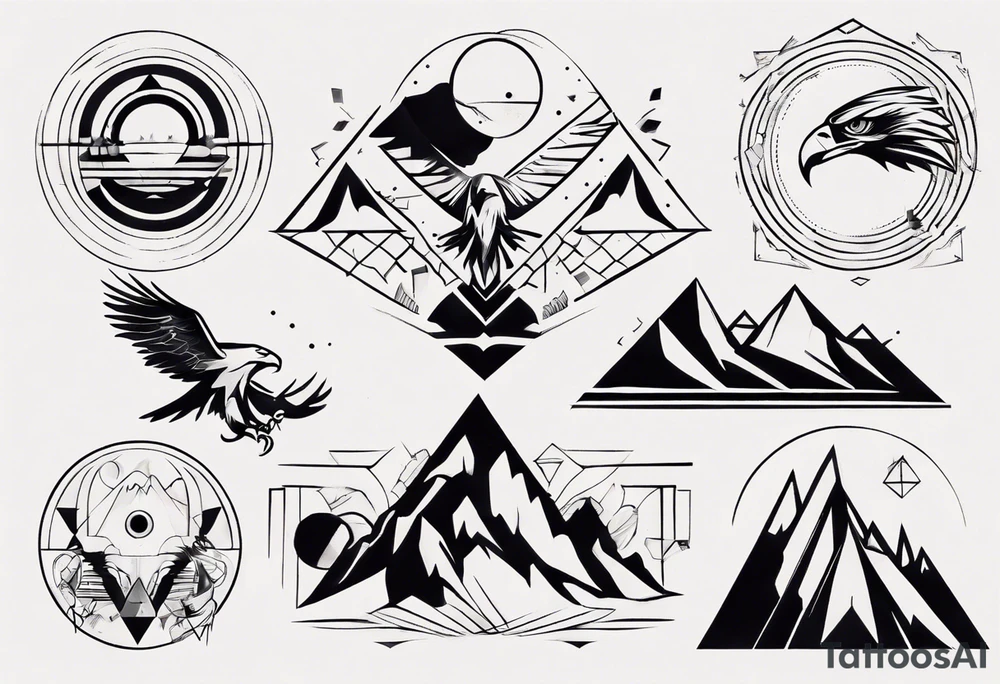 mountains eagles tattoo idea