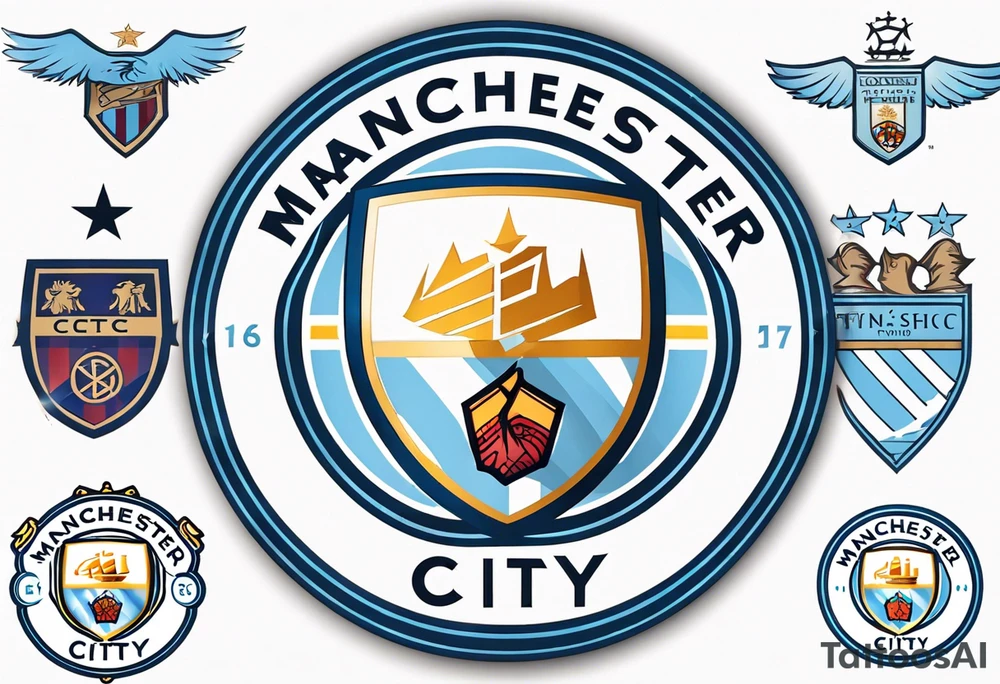 Manchester City football club logo or crest with creative background tattoo idea