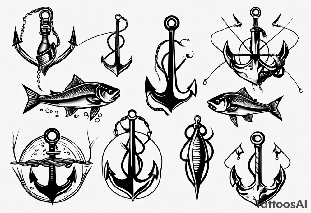 Fishing hooks crossed tattoo idea