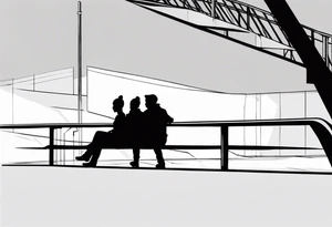 two silhouettes sitting on top of an overpass tattoo idea