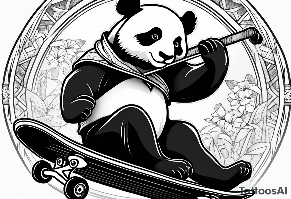 panda on a skatebord tattoo idea