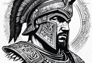 Spartan solider with Ancient ruins all around tattoo idea