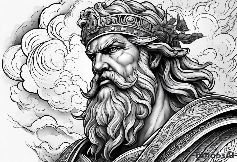 The god Zeus is a thunderer with lightning in the clouds tattoo idea The god Zeus is a thunderer with lightning in the clouds tattoo idea