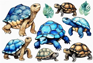 a furry blue creature with the shell of a tortoise tattoo idea