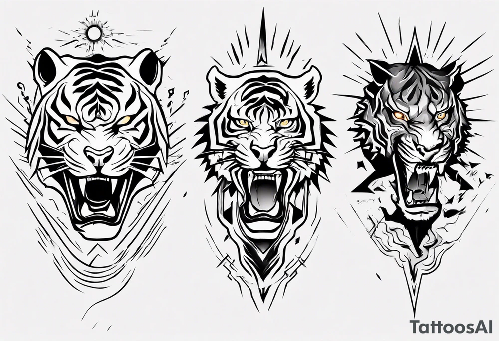 tiger warrior with lightning and the sun for a forearm sleeve tattoo idea tiger warrior with lightning and the sun for a forearm sleeve tattoo idea