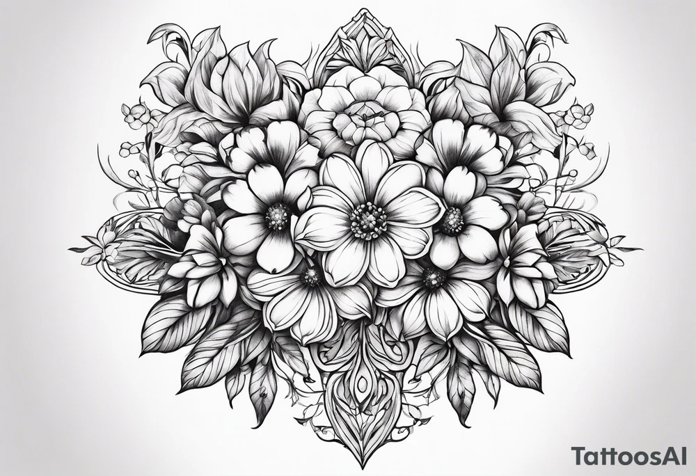 ornaments of flowers tattoo idea