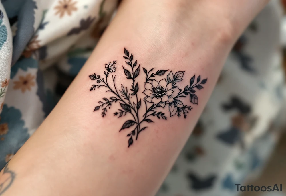 Matching flowery hearts in black ink, customized from each other’s actual prints. tattoo idea