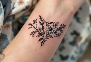 Matching flowery hearts in black ink, customized from each other’s actual prints. tattoo idea