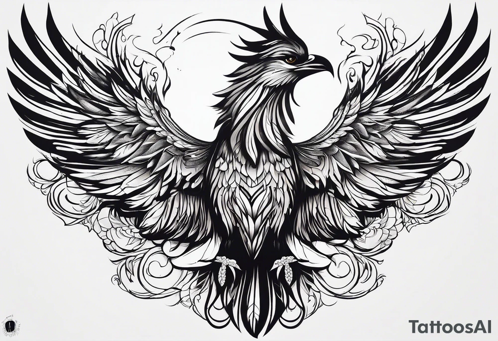 phoenix  minimaliste. trait de crayon. tattoo idea