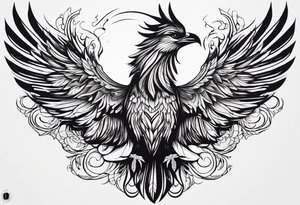phoenix  minimaliste. trait de crayon. tattoo idea