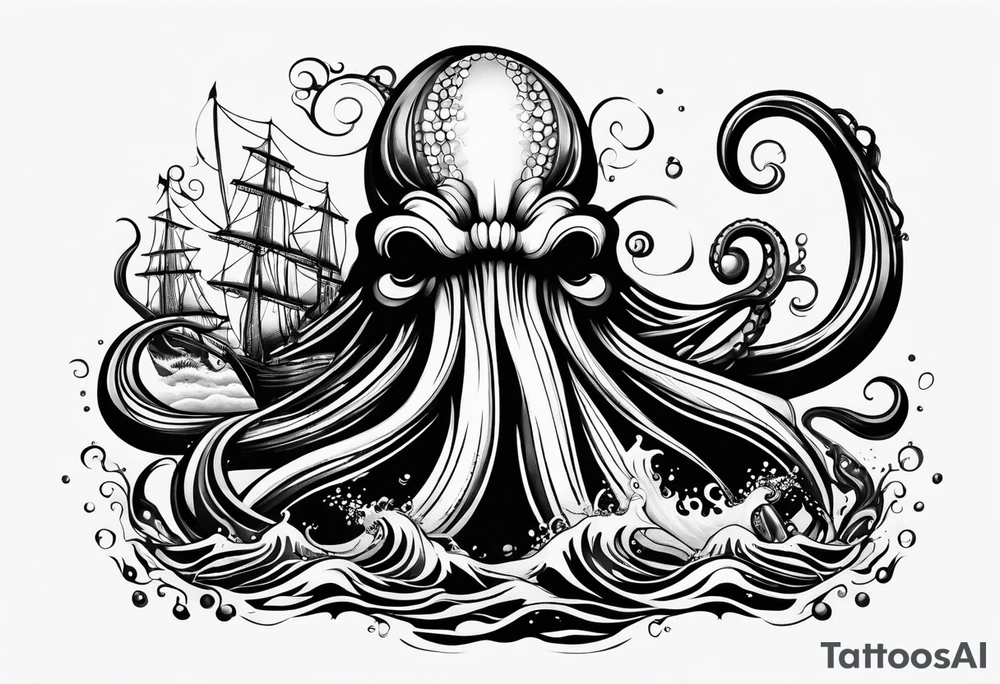 Kraken coming out of water tattoo idea