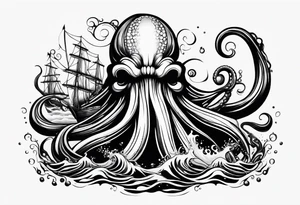 Kraken coming out of water tattoo idea