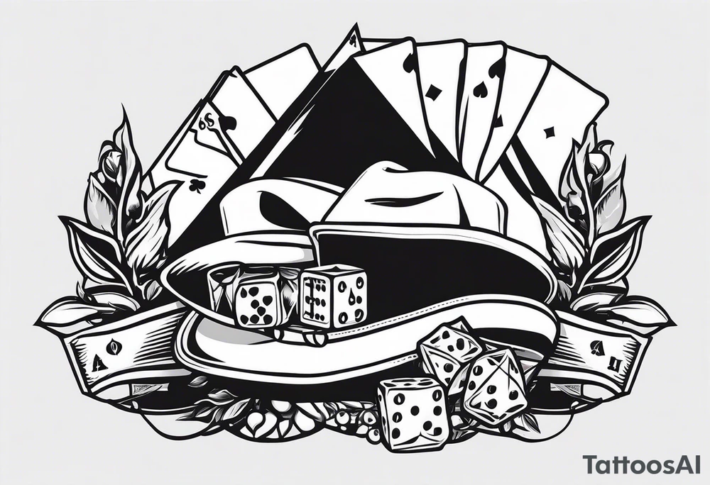 wild west sleeve with playing cards, dice tattoo idea