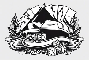 wild west sleeve with playing cards, dice tattoo idea