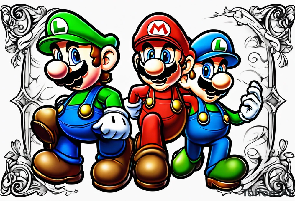 Mario and Luigi half sleeve tattoo idea