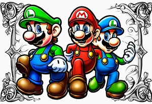 Mario and Luigi half sleeve tattoo idea