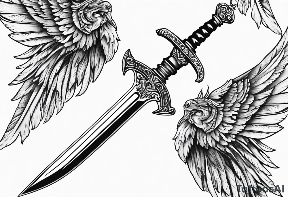 Sword with angel wing tattoo idea
