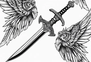 Sword with angel wing tattoo idea
