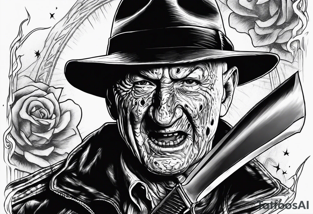 Horror theme with slasher and Freddy Krueger tattoo idea
