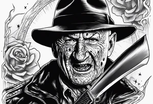 Horror theme with slasher and Freddy Krueger tattoo idea