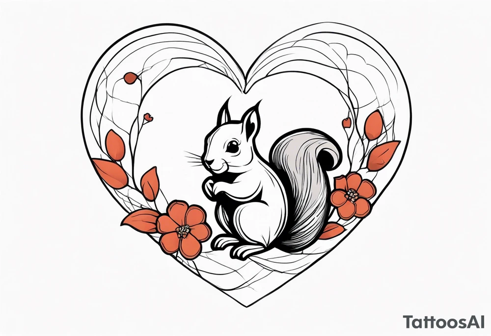 Heart with squirrel tattoo idea