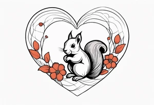 Heart with squirrel tattoo idea