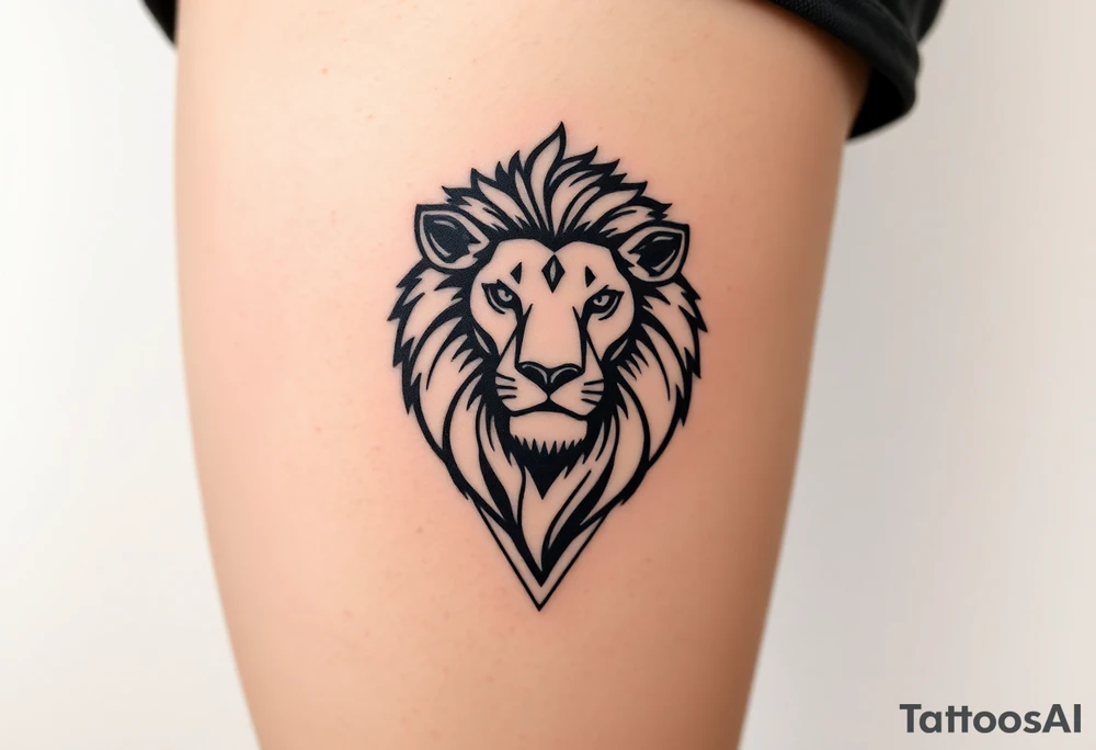 Lion with diamond geometric shapes and tattoo idea